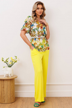 Блуза, брюки Мода Юрс 26-2904 зеленый_цветы - фото 2