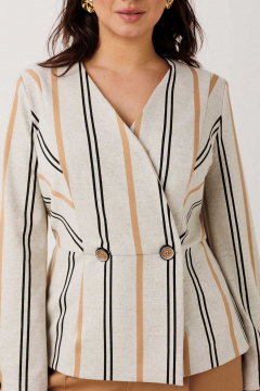 Брюки, жакет Mislana 1303 беж-полоска/горчичный - фото 5