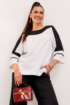 Комбо: прямая блуза и брюки из двухцветного текстиля Galean Style 938 - фото 5