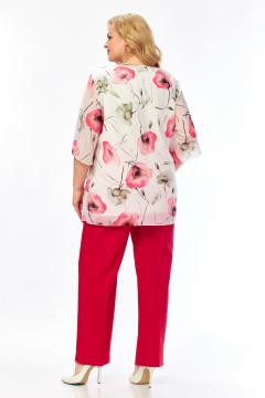Блуза, брюки Элль-стиль 2465 белый_красный - фото 3