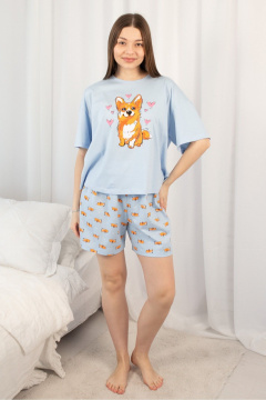 Футболка, шорты Купалинка 661521.158-164 к.голубой,набивка - фото 1