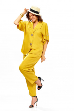 Брюки, жакет Ольга Стиль С-1013 горчица - фото 4