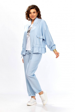 Брюки, жакет Ольга Стиль С-1011 голубой - фото 3
