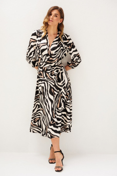 Платье Ларс Стиль 1212 молочный_ бежево-черный - фото 2