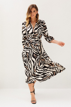 Платье Ларс Стиль 1212 молочный_ бежево-черный - фото 1