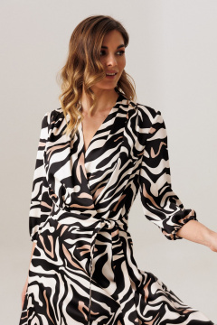 Платье Ларс Стиль 1212 молочный_ бежево-черный - фото 3