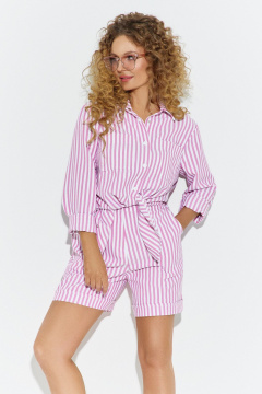 Рубашка, шорты Euromoda 692 розовый/белый - фото 1