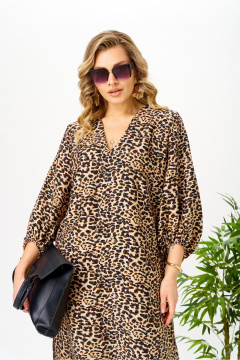 Платье AVA fashion М-191 коричневый-бежевый - фото 5