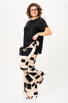 Блуза, брюки Michel chic 1384 песочно-черный_графика - фото 3