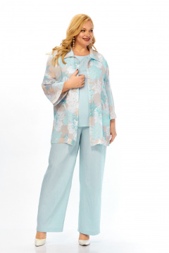 Блуза, брюки, топ Элль-стиль 2466 голубой_принт_цветы - фото 4