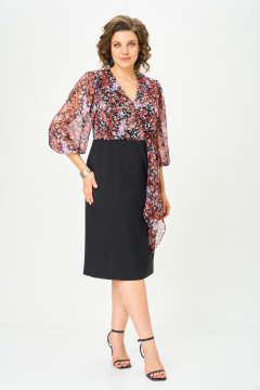 Платье Орхидея 1675 черный_цветы - фото 2