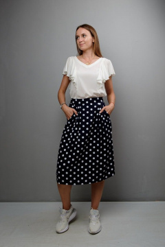 Блуза с крылышками и V-образной горловиной из шифона Mita ЖМ1052 белый - фото 1