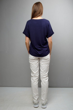 Блуза из вискозы и трикотажа с принтом и спущенным рукавом Mita ЖМ1097 синий - фото 3