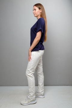 Блуза из вискозы и трикотажа с принтом и спущенным рукавом Mita ЖМ1097 синий - фото 2