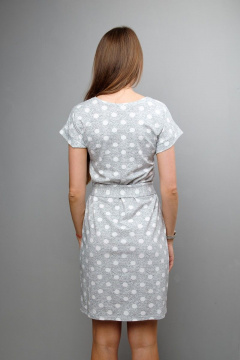 Платье прямое из хлопка с поясом и карманами Mita КМ401 серый_горох - фото 3