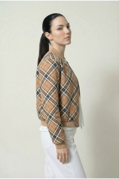Жакет Nova Line 10523 клетка бежевая - фото 3