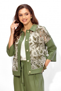 Брюки, жакет, топ TAiER 1437 олива - фото 5