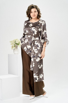 Брюки, туника Romanovich Style 2-2750 цветы/коричневый - фото 4