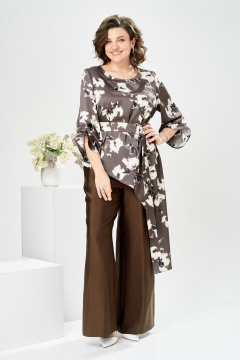 Брюки, туника Romanovich Style 2-2750 цветы/коричневый - фото 3