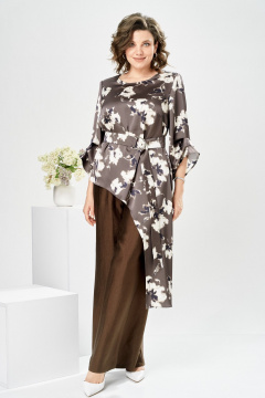Брюки, туника Romanovich Style 2-2750 цветы/коричневый - фото 2