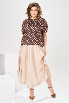 Блуза, юбка Romanovich Style 2-2916 горох/бежевый - фото 1