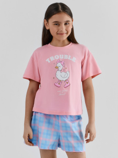 Футболка, шорты Mark Formelle 567748/25-39525ПП-14 розовый_розово_голубая_клетка_3_сл_на_пол - фото 1