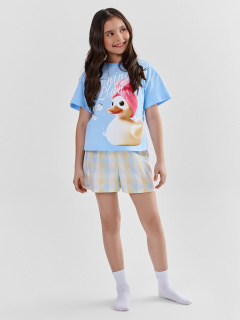 Футболка, шорты Mark Formelle 567748/25-39526ПП-14 небо_желто_голубая_клетка_3_сл_на_пол - фото 1