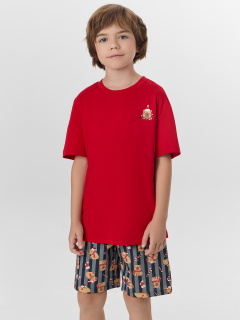 Футболка, шорты Mark Formelle 563329/25-33882ПП-14 спелая_вишня_капибары_на_графитовой_полоске_3_сл_ - фото 1