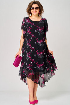 Платье EVA GRANT 7236 черный-фуксия - фото 1