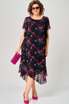 Платье EVA GRANT 7236 черный-фуксия - фото 2