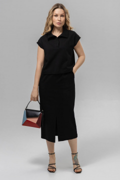 Блуза, юбка Romgil РП0133-ХЛ4 черный - фото 1