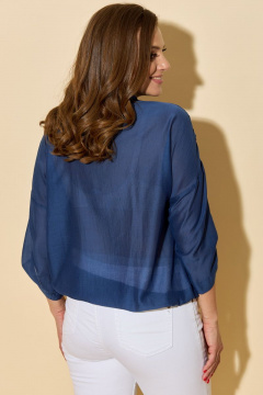 Свободная рубашка из текстиля с накладными карманами БАГРЯНИЦА 5032 синий - фото 4