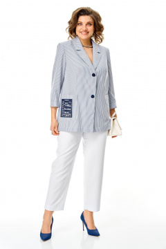 Брюки, жакет Karina deLux M-1444 голубой+белый - фото 2