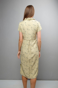 Платье полуприлегающего силуэта с пуговицами и отложным рукавом Mita ЖМ1050 светлый-хаки - фото 5