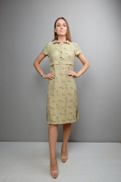 Платье полуприлегающего силуэта с пуговицами и отложным рукавом Mita ЖМ1050 светлый-хаки - фото 2