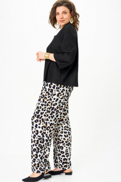 Брюки, жакет SOVA 11332 черный -леопард - фото 5