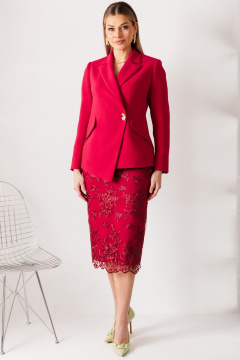 Жакет, юбка Мода Юрс 26-2962 вишня - фото 1