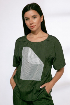 Демисезонные спортивные брюки с карманами и майка Angelina & Сo 571 зеленый - фото 4