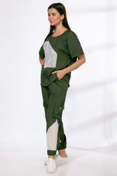 Демисезонные спортивные брюки с карманами и майка Angelina & Сo 571 зеленый - фото 3