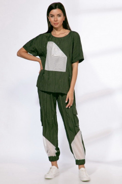 Демисезонные спортивные брюки с карманами и майка Angelina & Сo 571 зеленый - фото 1