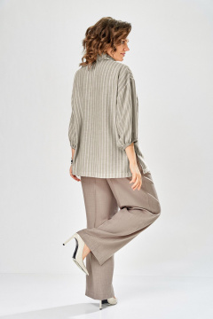 Блуза, брюки Ольга Стиль С-1017 хаки-коричневый - фото 4