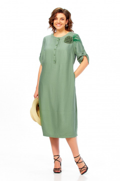 Платье Ольга Стиль С-1014 серо-зеленый - фото 2