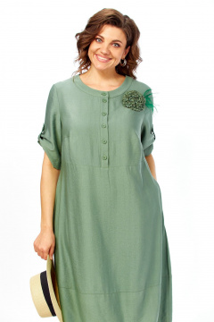 Платье Ольга Стиль С-1014 серо-зеленый - фото 5