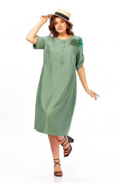 Платье Ольга Стиль С-1014 серо-зеленый - фото 4