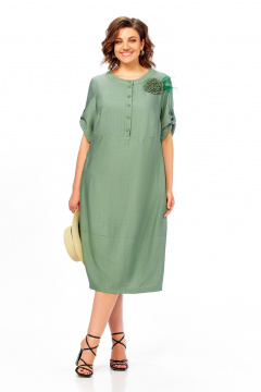 Платье Ольга Стиль С-1014 серо-зеленый - фото 1