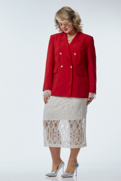 Жакет, юбка OVERYOU М244 красный/белый - фото 2