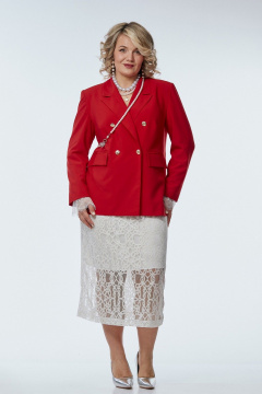 Жакет, юбка OVERYOU М244 красный/белый - фото 1