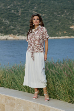 Блуза Vittoria Queen 29113бл молочно-коричневый - фото 2