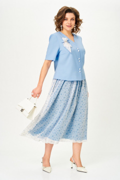 Жакет, юбка Aira Style 24142 голубой - фото 3