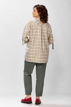 Брюки, рубашка Милора-стиль 1438 клетка/зеленый - фото 3